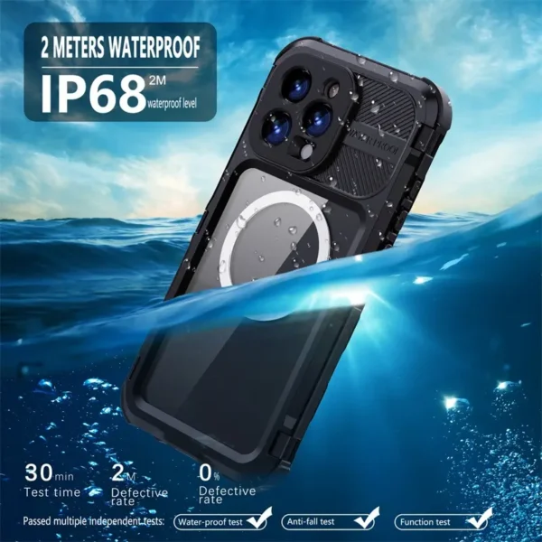Protección IP68 para buceo y deportes acuáticos con diseño antideslizante.